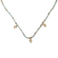 18 KT Gold Triple Diamond Clover Turquoise Necklace