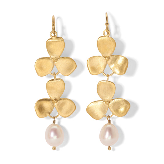 Violet Double Drop Earring with Pearl