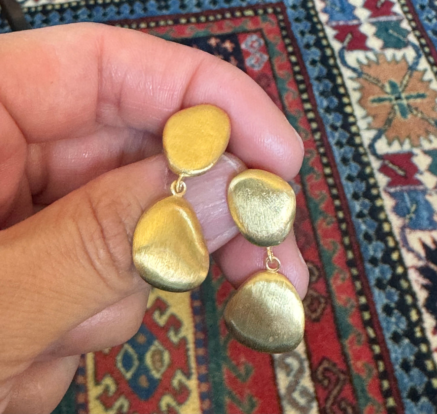 Sand Pebble Double Drop Earrings